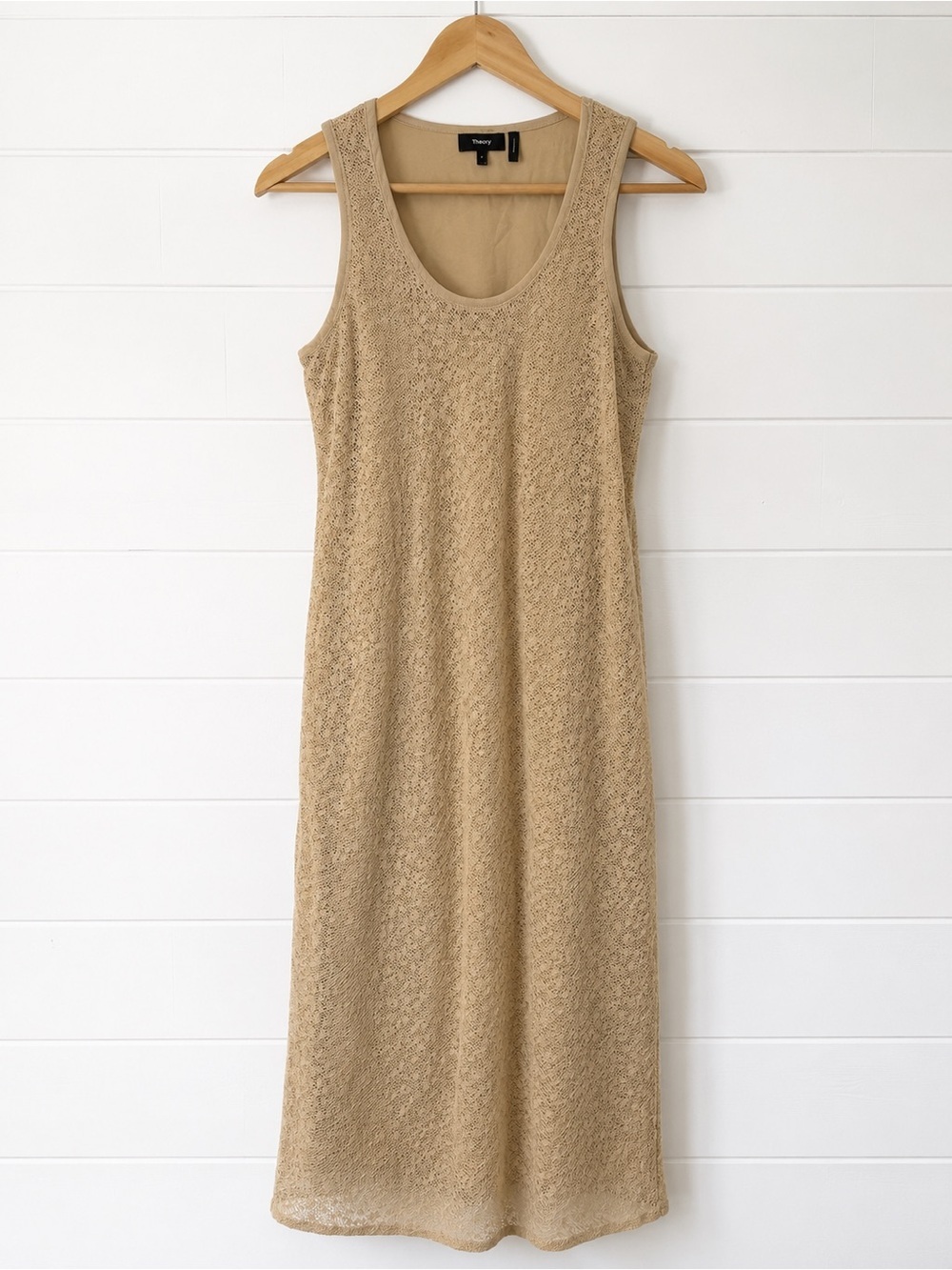 Theory Bleecker Lace Shimmer Midi Dress P Warm Sand Resort Luxury